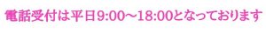 電話受付は平日9:00～18:00となっております